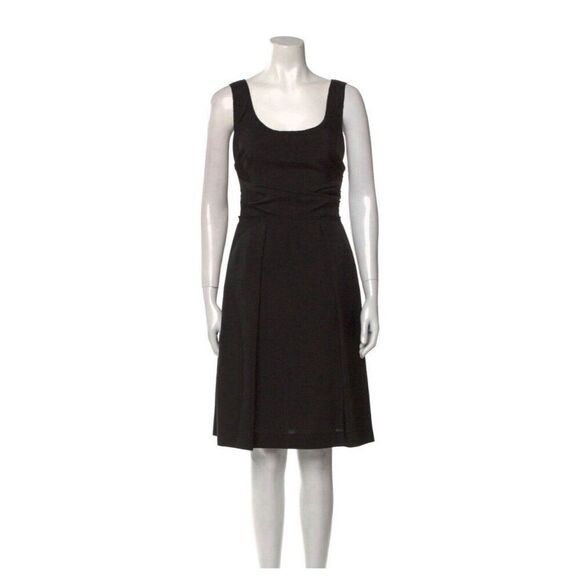 Prada Authentic Solid Black Tank Round Neck A Line Dress IT 40 US 4 Small - Picture 1 of 8